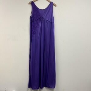 Vintage UndercoverWear Slip Dress Women Large Purple Satin Lace Chemise Lingerie